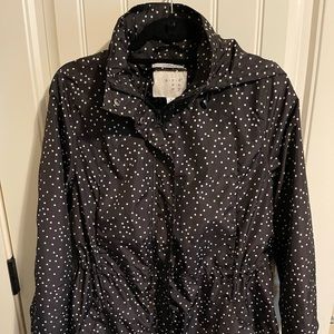 A New Day Black and White Hooded Raincoat Sz Medium